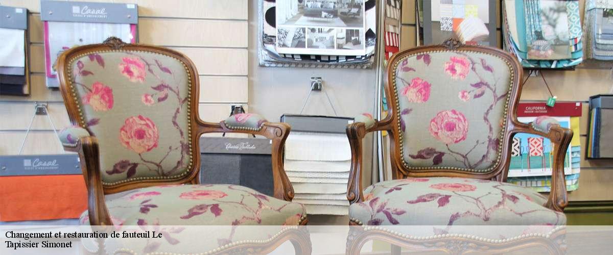 Changement et restauration de fauteuil  le-7070 Tapissier Simonet